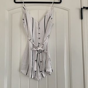 Romper-Black and white striped